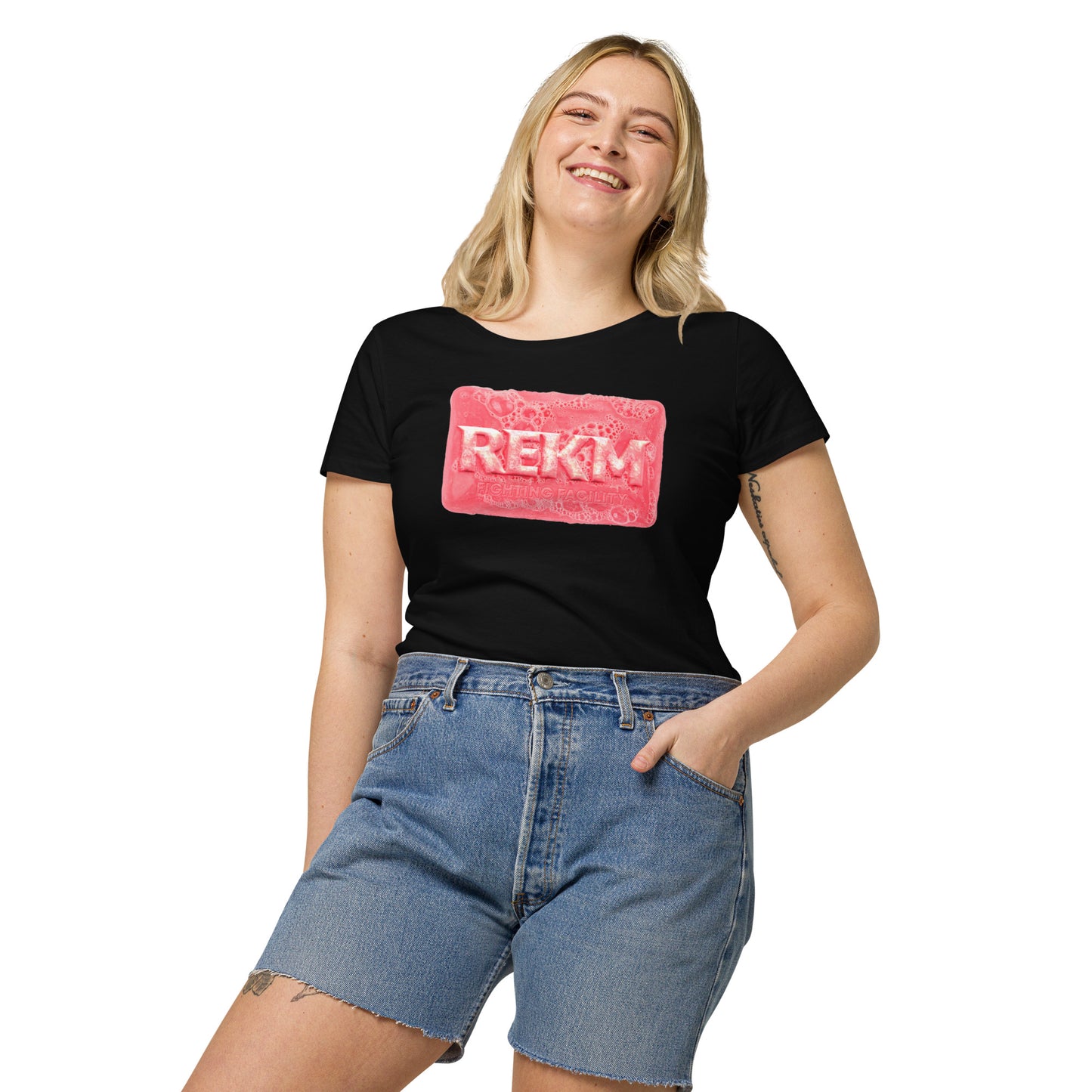 'Pink REKM Fighting Facility Edition' Women’s basic organic t-shirt